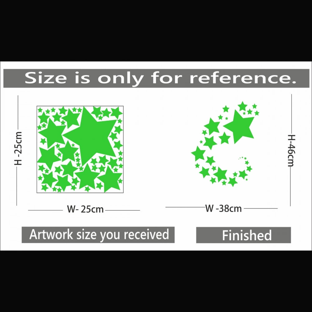 Green Galaxy Of Stars With Moon Radium Wall Sticker