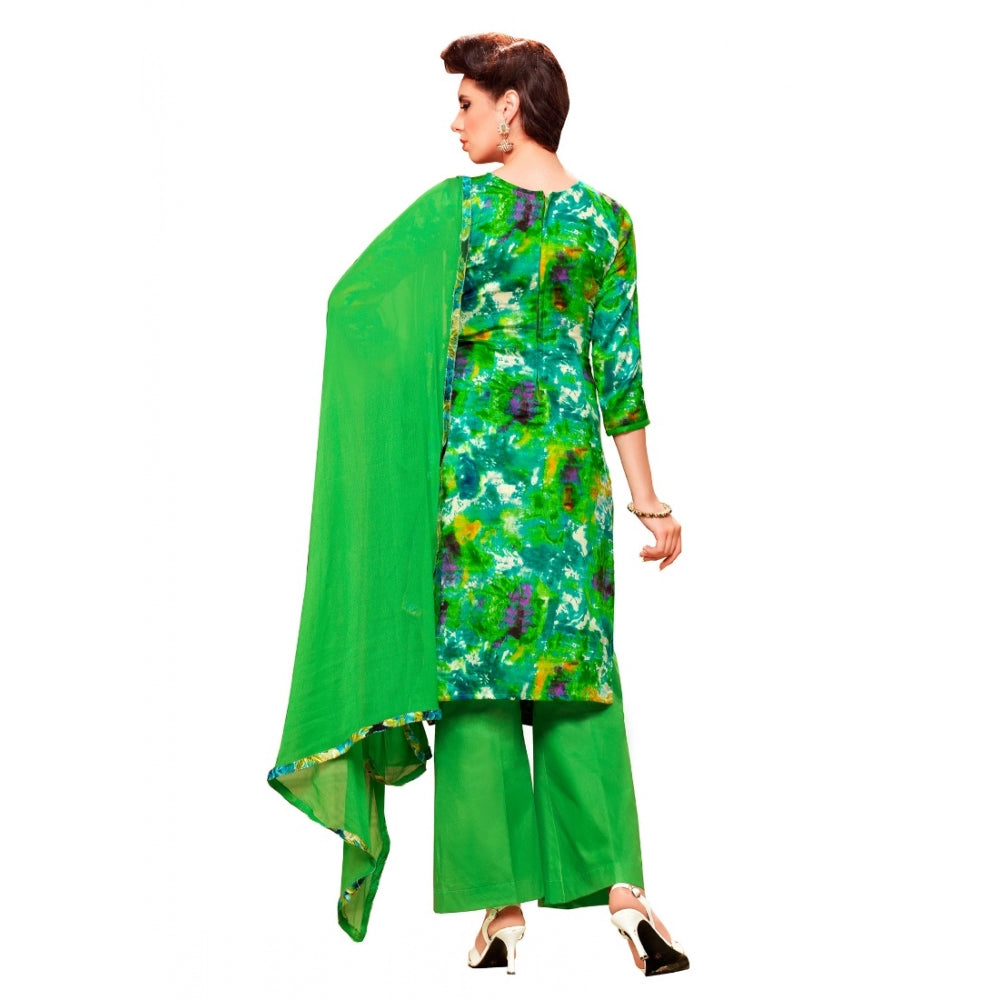 Generic Women's Glaze Cotton Unstitched Salwar Suit-Material With Dupatta (Green & Multi,2.3 Mtrs)