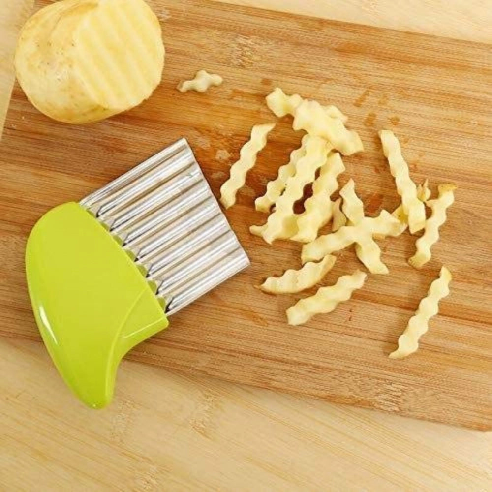 Pack Of_5 Wave Shape Stainless Steel Potato Cutter Slicer (Color:Assorted)