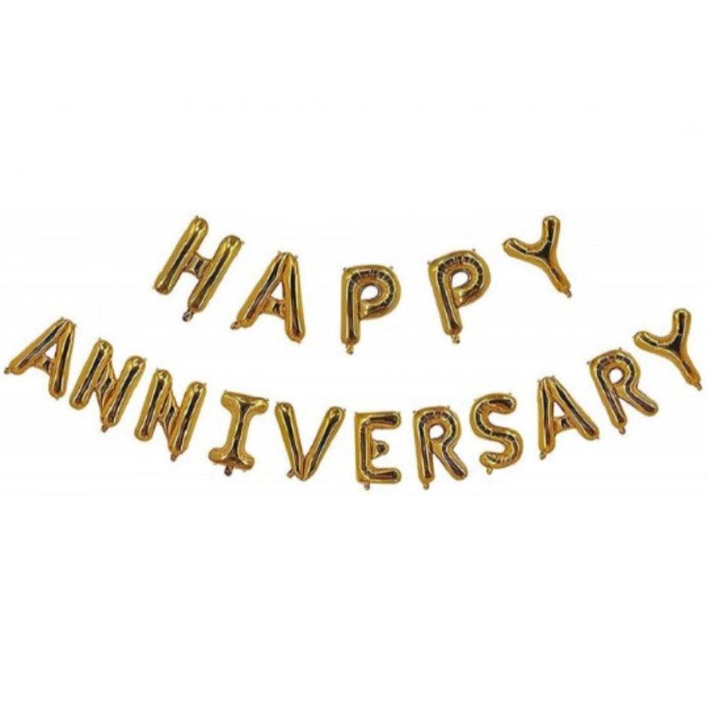 Happy Anniversary Alphabet Foil Balloon Combo With Bottle And Cheersglass Balloons (Multicolor)