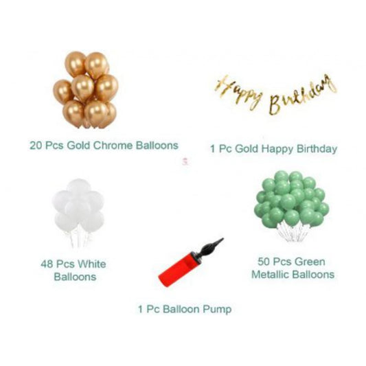 Birthday Decoration Combo Of Gold Birthday Banner, Metallic Balloons, Balloonpump (Multicolor)