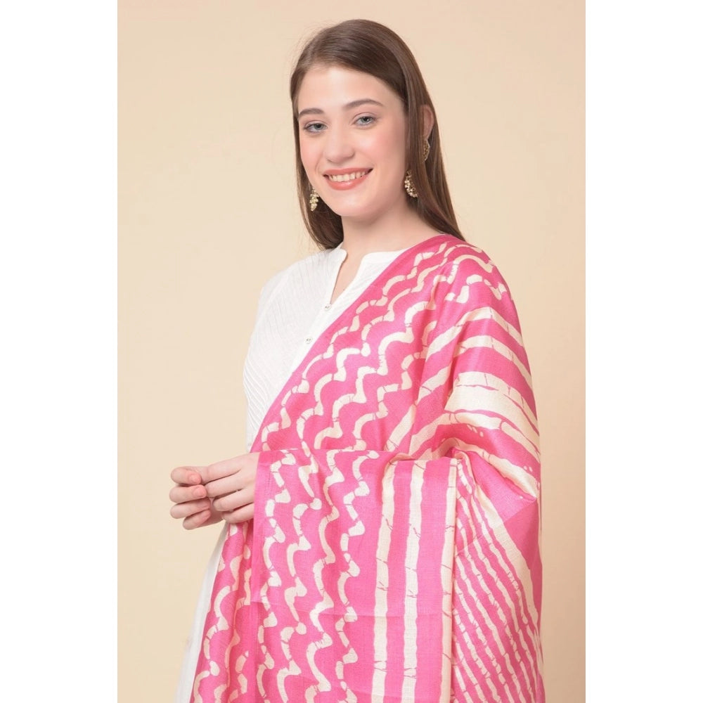 Generic Women's Art Silk Printed Dupatta (Pink, Length: 2.25 to 2.50 Mtr)