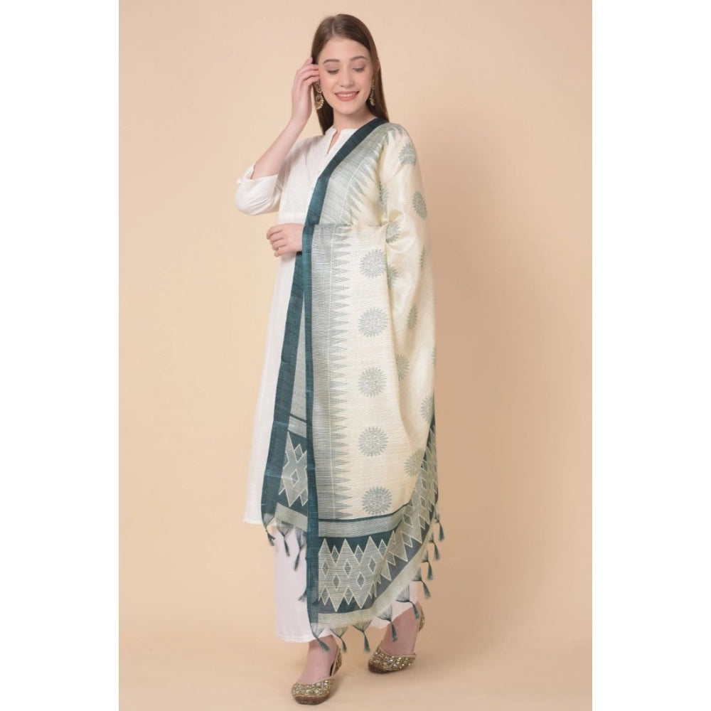 Generic Women's Art Silk Printed Dupatta (Grey, Length: 2.25 to 2.50 Mtr)