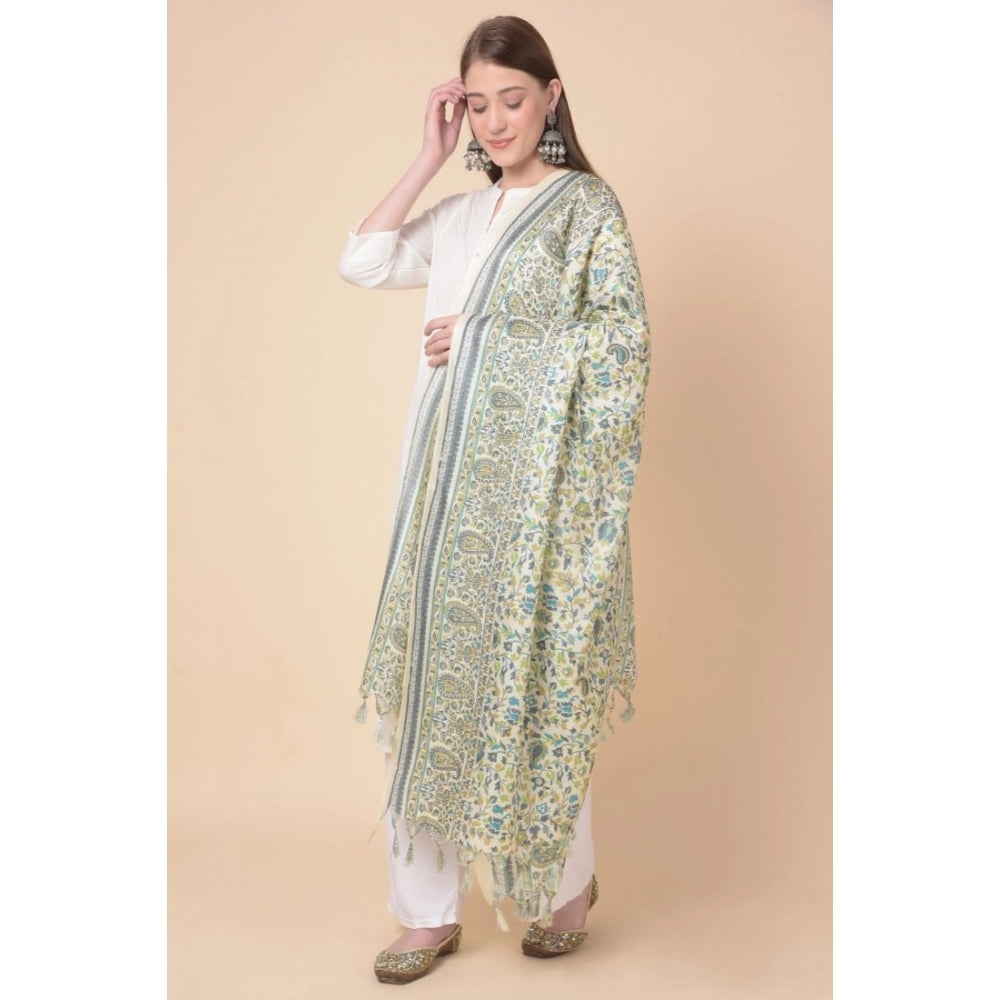 Generic Women's Art Silk Printed Dupatta (Off White, Length: 2.25 to 2.50 Mtr)
