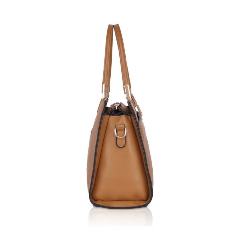 Women's Faux Leather Textured Adjustable Long Belt Handbag (Brown)