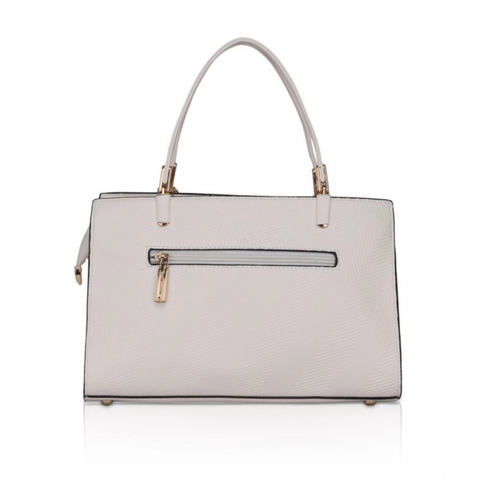 Women's Faux Leather Textured Adjustable Long Belt Handbag (White)