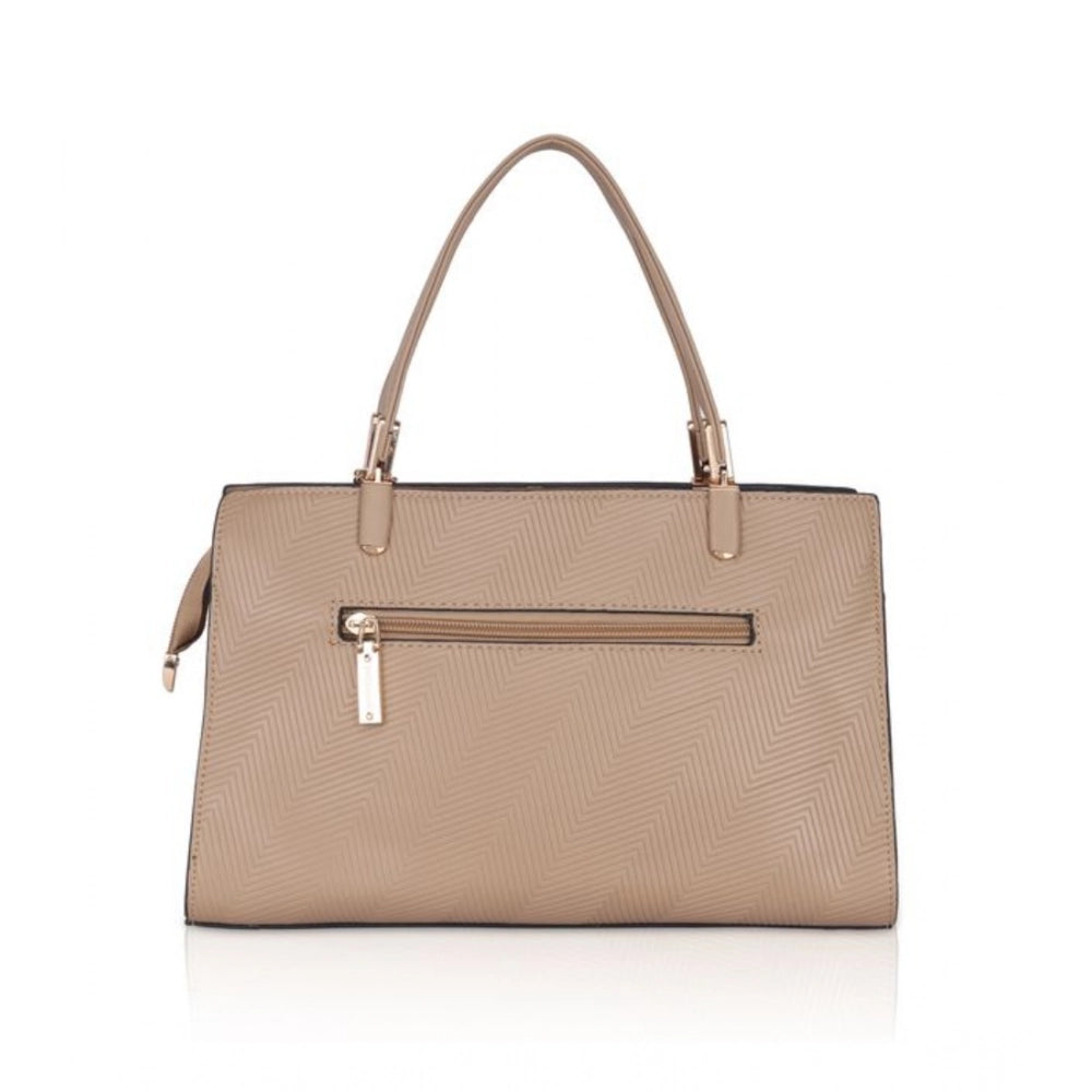 Women's Faux Leather Textured Adjustable Long Belt Handbag (Khaki)