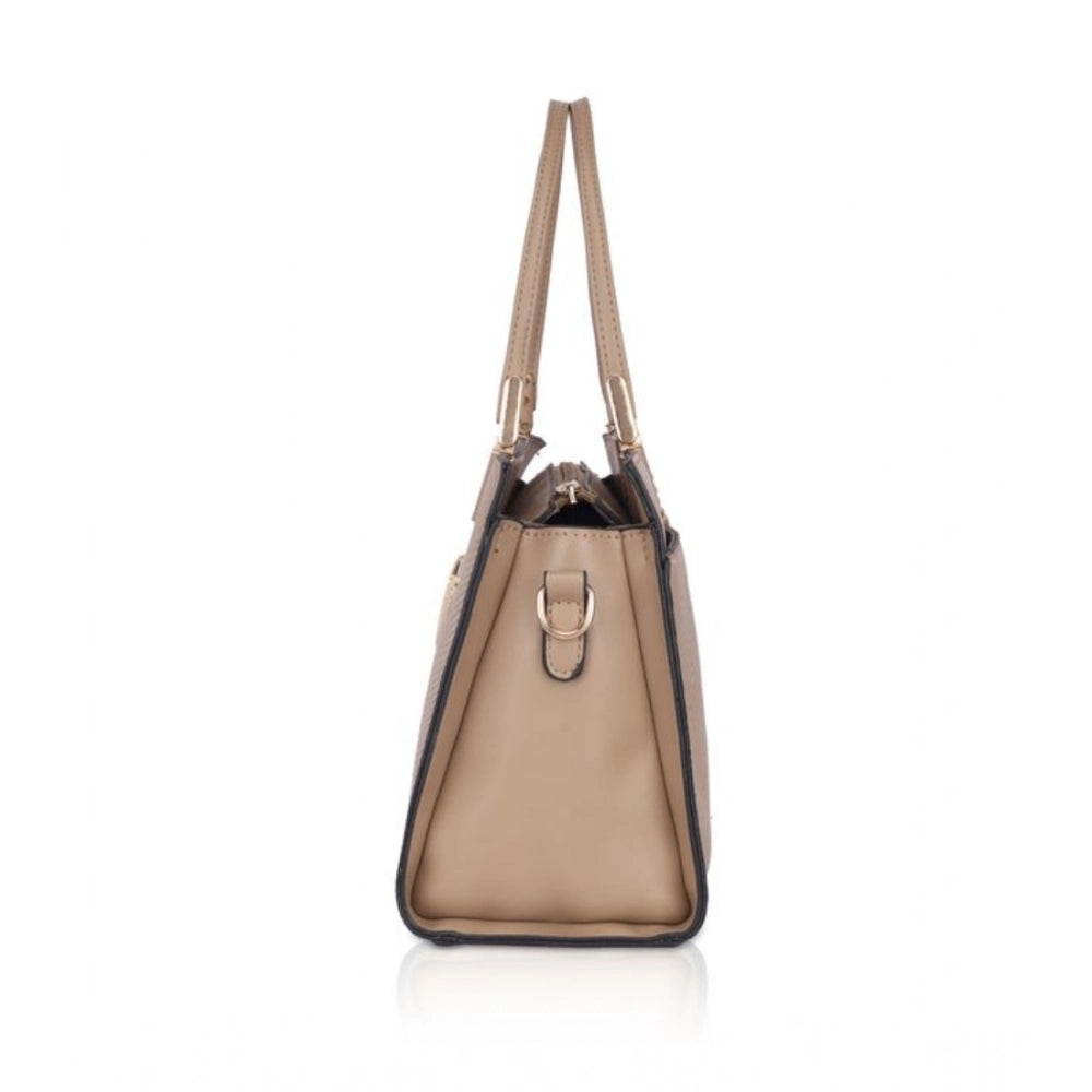 Women's Faux Leather Textured Adjustable Long Belt Handbag (Khaki)
