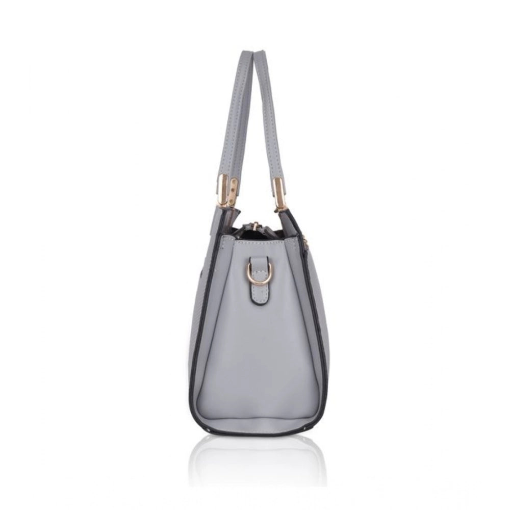 Women's Faux Leather Textured Adjustable Long Belt Handbag (Grey)