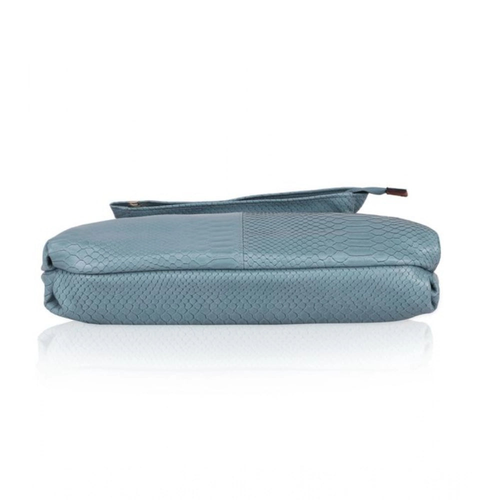 Women's Faux Leather Textured Sling Bag (Blue)