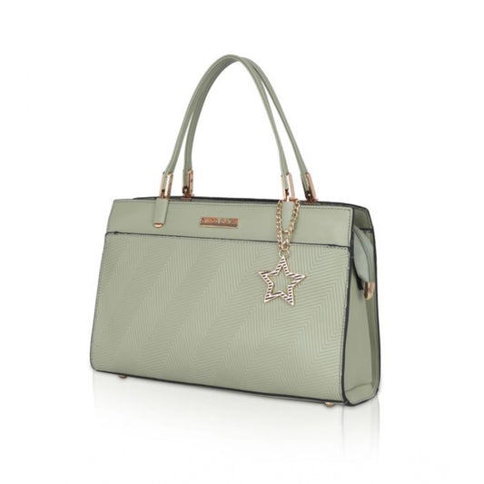 Women's Faux Leather Textured Adjustable Long Belt Handbag (Green)