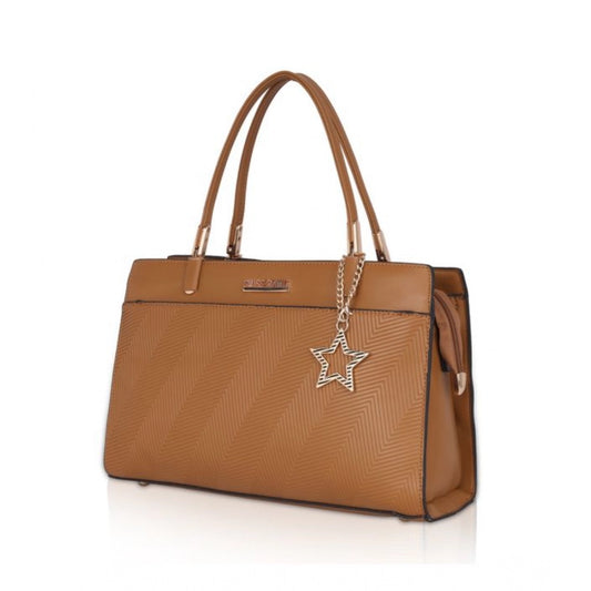 Women's Faux Leather Textured Adjustable Long Belt Handbag (Brown)