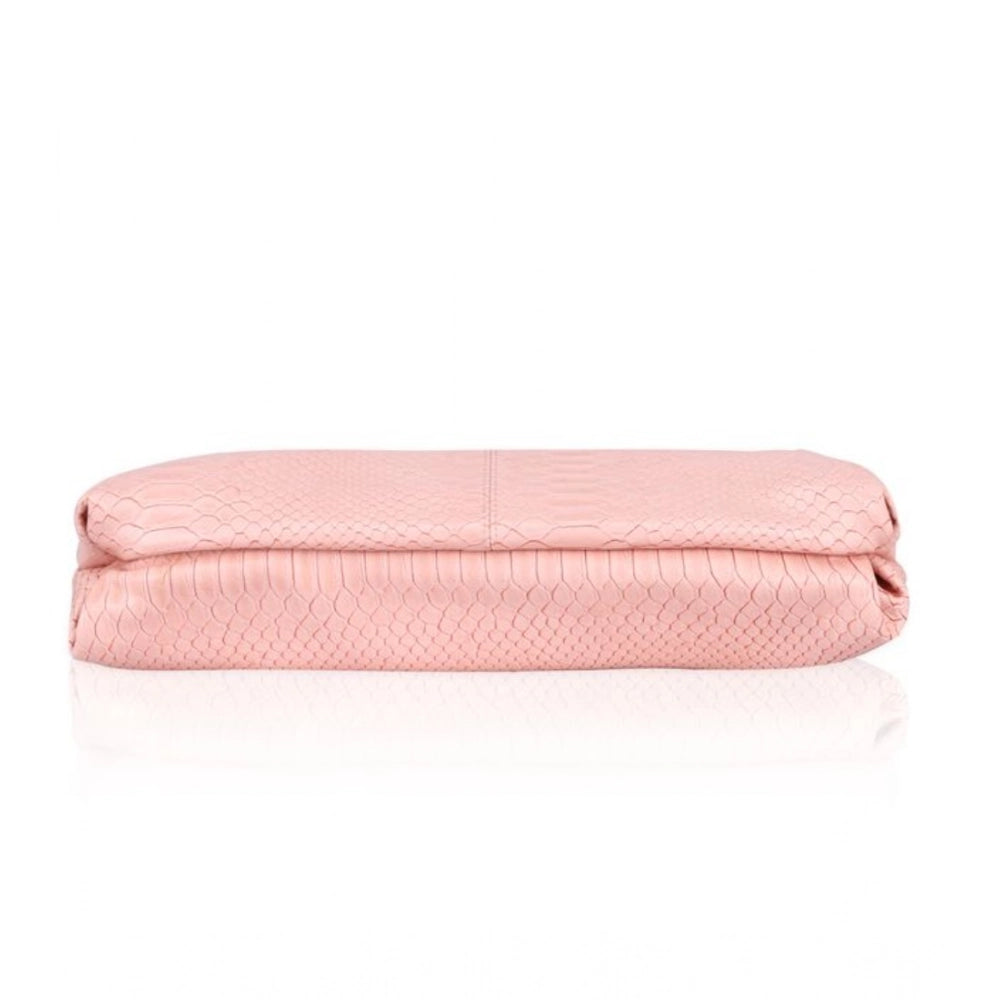 Women's Faux Leather Textured Sling Bag (Pink)