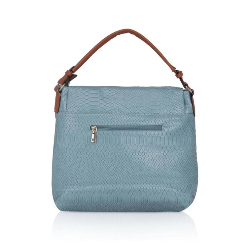 Women's Faux Leather Textured Sling Bag (Blue)