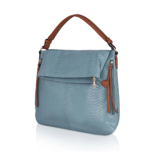 Women's Faux Leather Textured Sling Bag (Blue)
