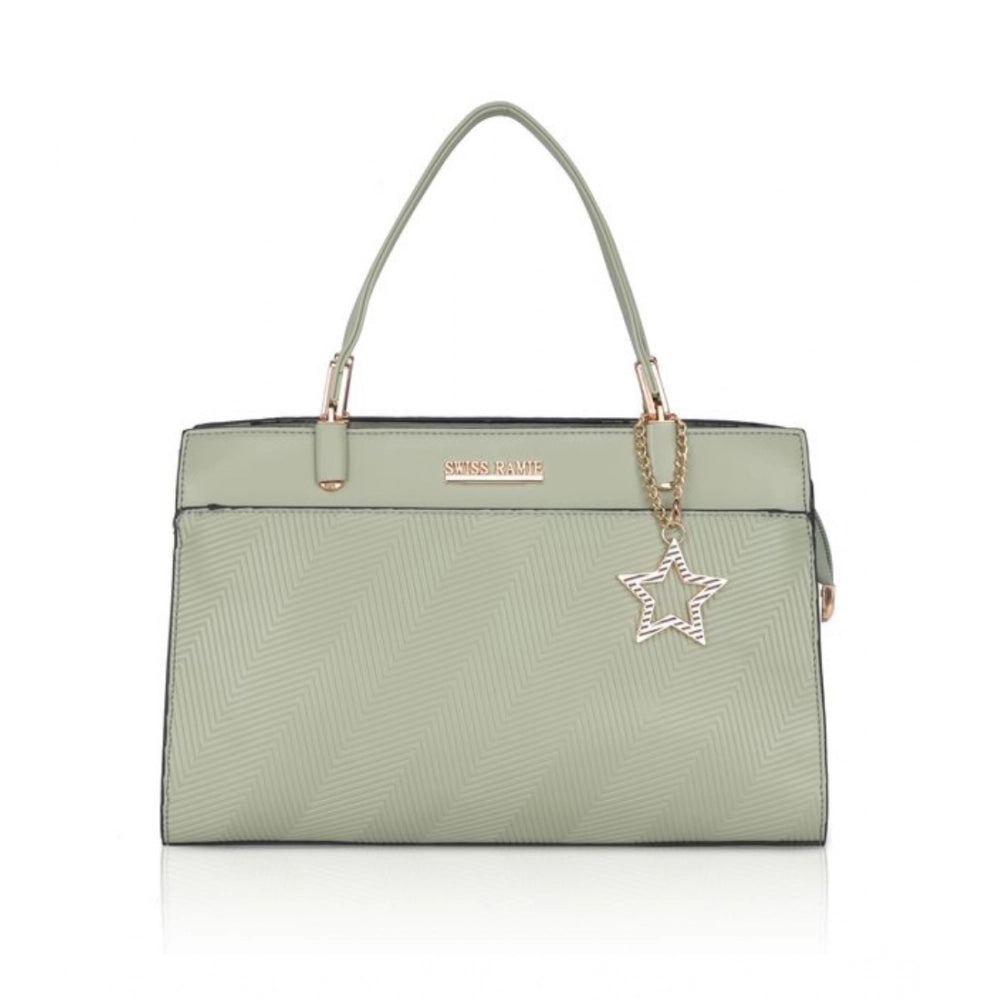 Women's Faux Leather Textured Adjustable Long Belt Handbag (Green)
