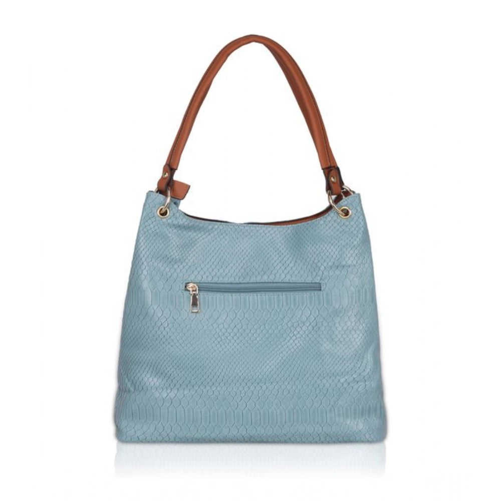 Women's Faux Leather Textured Tote Bag (Grey)
