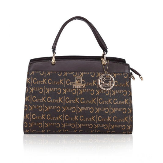 Women's Faux Leather Printed Handbag (Coffee)