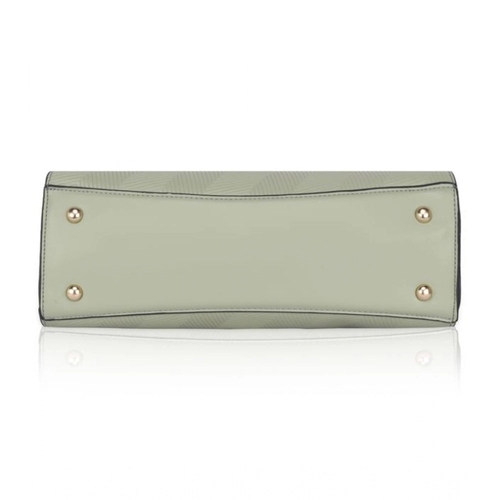 Women's Faux Leather Textured Adjustable Long Belt Handbag (Green)