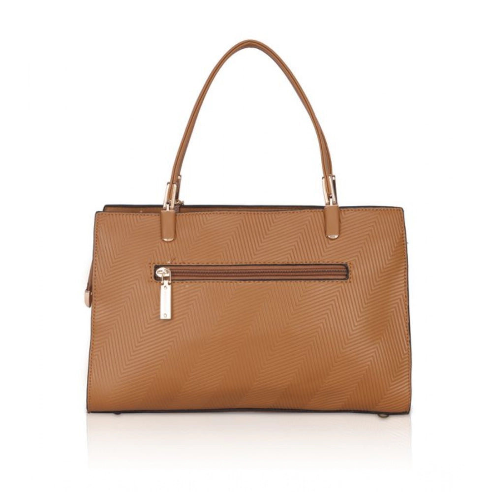 Women's Faux Leather Textured Adjustable Long Belt Handbag (Brown)