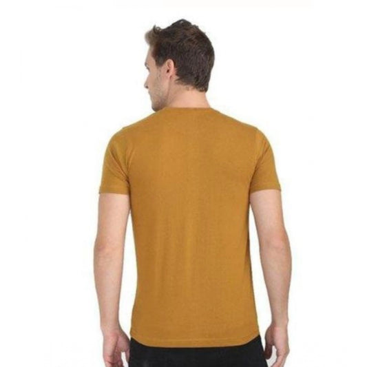 Generic Men's Casual Short Sleeves Cotton Round Neck T-shirt (Mustard)