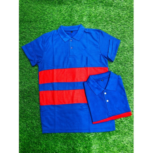 Generic Men's Casual Short Sleeves Cotton Polo Neck T-shirt (Blue)