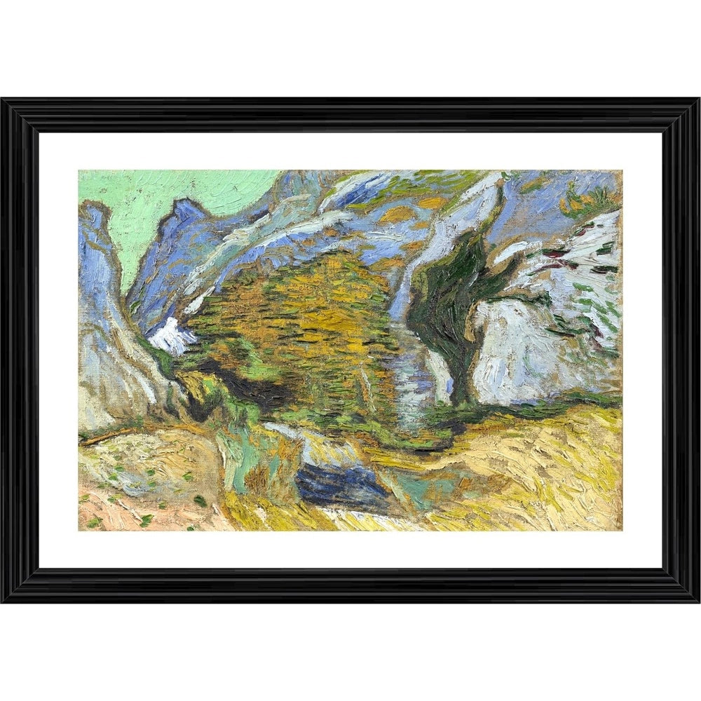 Generic Ravine with a Small Stream 1889 Painting With Wood Photo Frame (Multicolor)