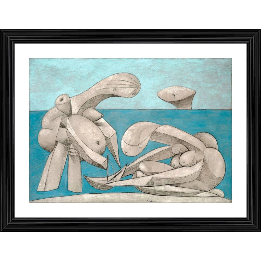 Generic On the Beach 1937 Painting With Wood Photo Frame (Multicolor)