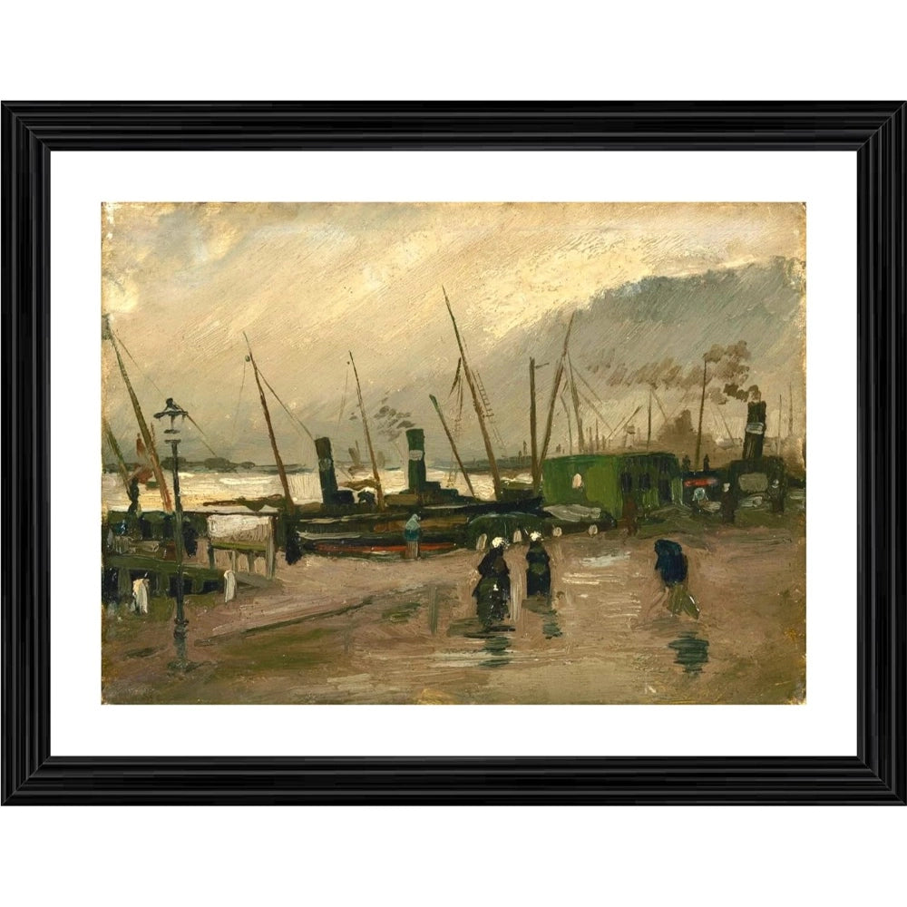 Generic The De Ruijterkade in Amsterdam 1885 Painting With Wood Photo Frame (Multicolor)