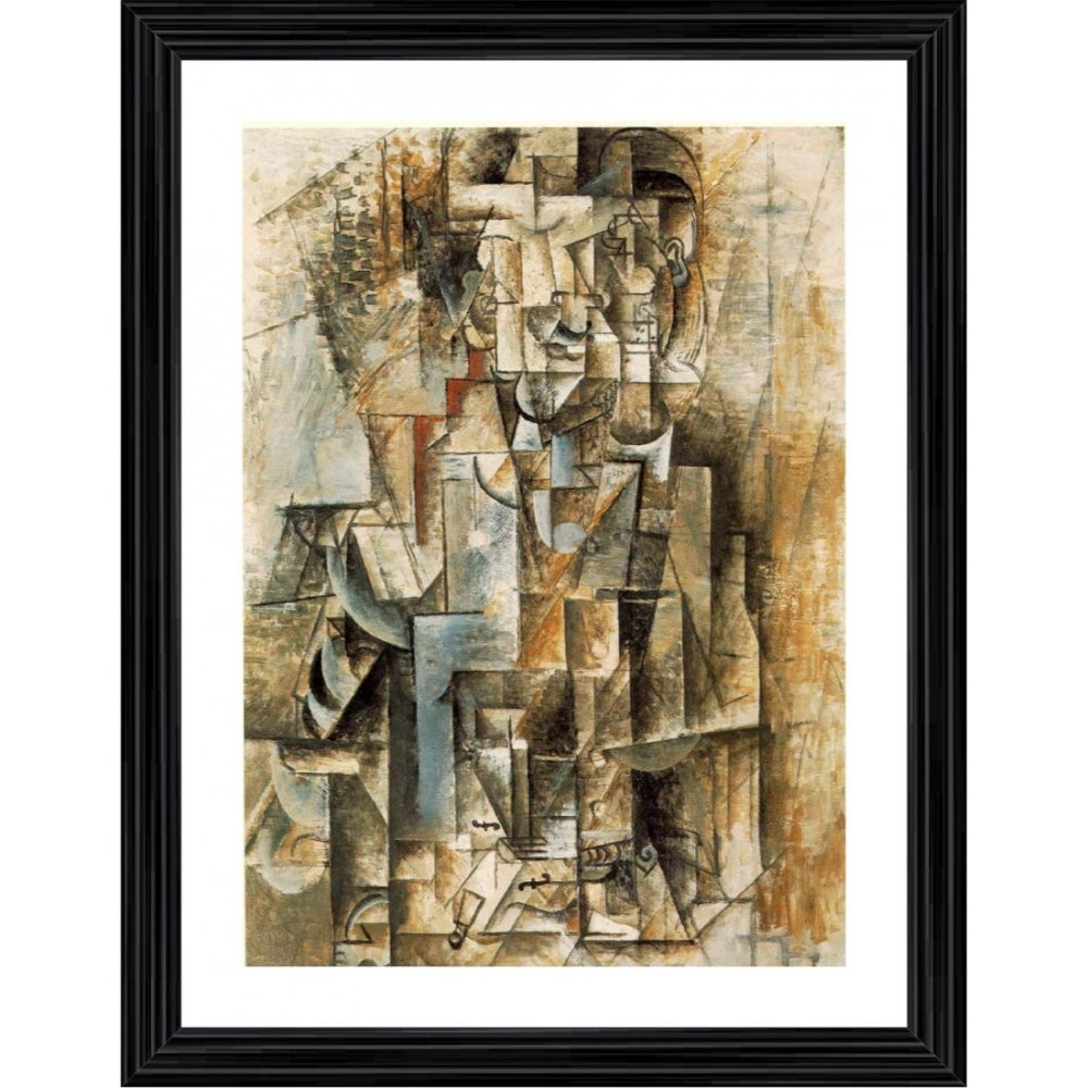 Generic Man with a Violin 1912 Painting With Wood Photo Frame (Multicolor)