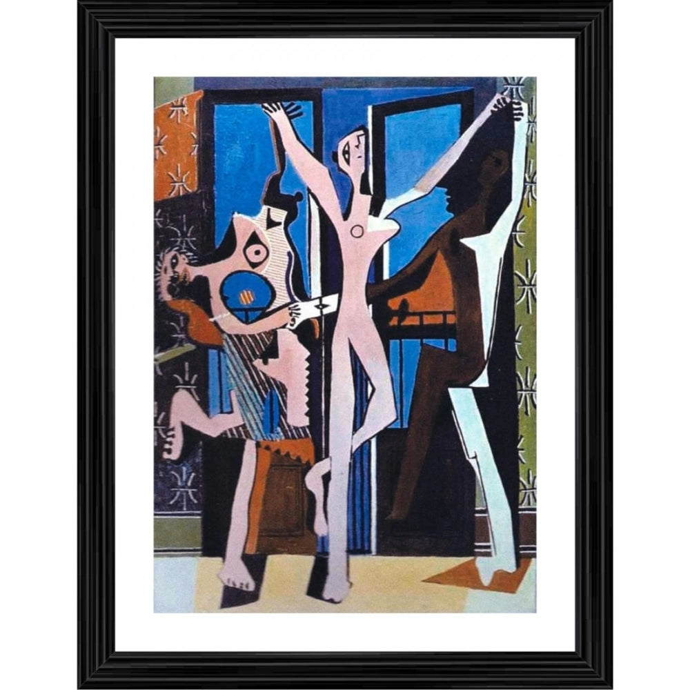 Generic Three Dancers 1925 Painting With Wood Photo Frame (Multicolor)
