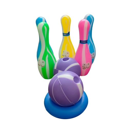 Junior Bowling Set With 5 Bottles 2 Balls And 1 Ball Stand Ring | Plastic | Toys| 1+ Years