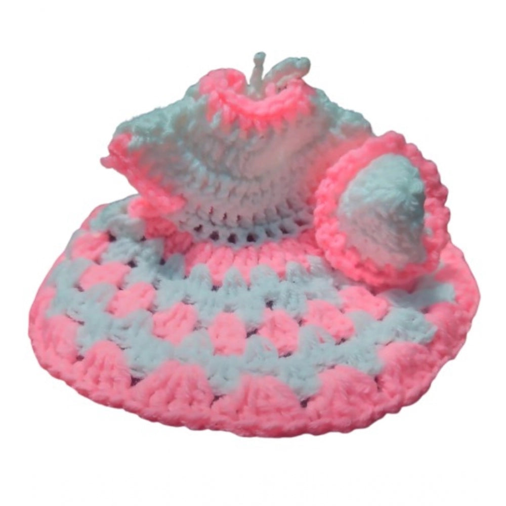 Laddu Gopal Dress Size: 0 To 6 (White-Baby Pink)