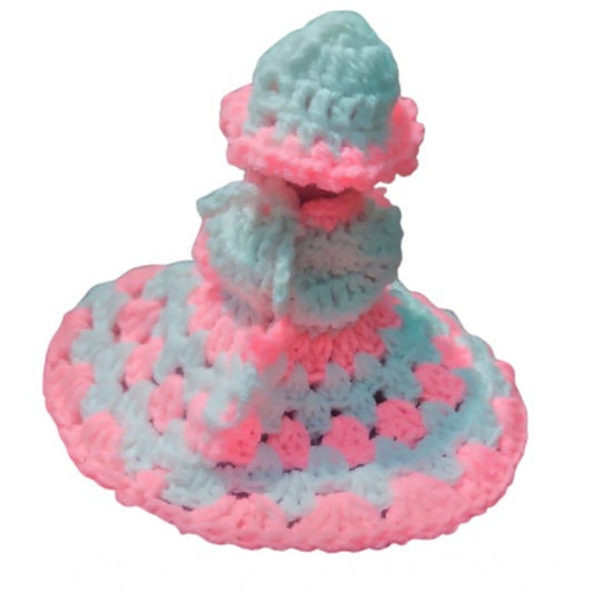 Laddu Gopal Dress Size: 0 To 6 (White-Baby Pink)