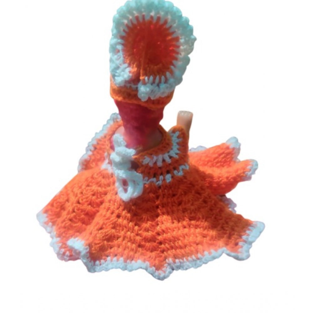 Laddu Gopal Dress Size: 0 To 6 (Orange-White)