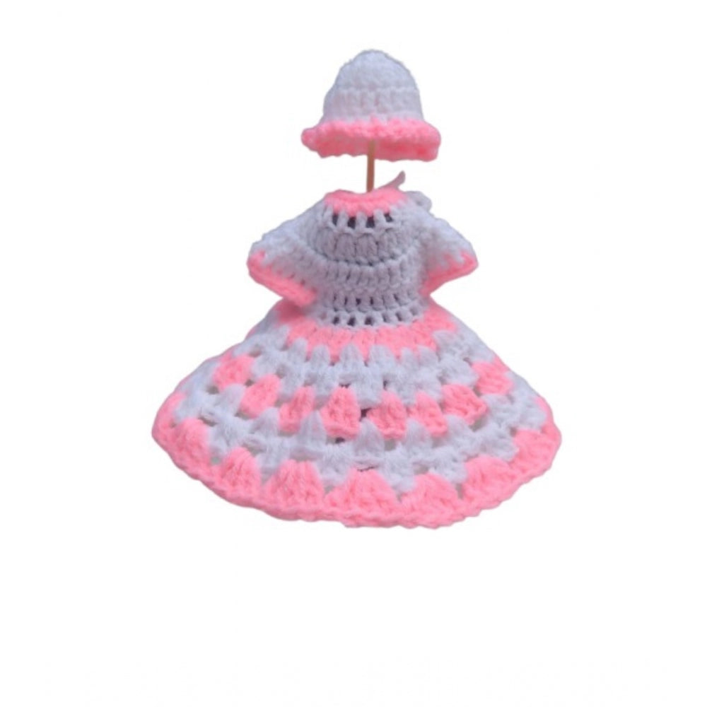 Laddu Gopal Dress Size: 0 To 6 (White-Baby Pink)