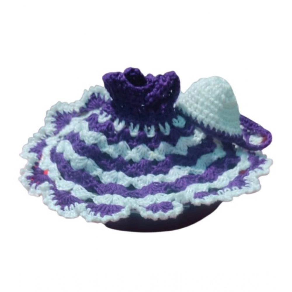 Laddu Gopal Dress Size: 0 To 6 (White-Lavender)