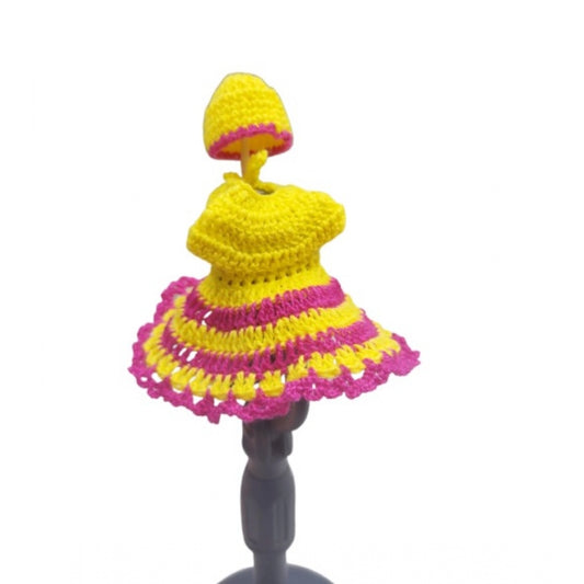 Laddu Gopal Dress Size: 0 To 6 (Yellow-Pink)