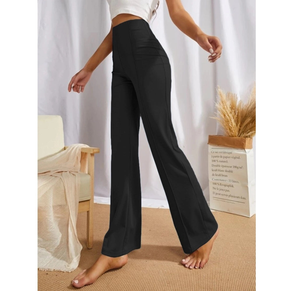 Generic Women's Polyester Solid Regular Fit Pant (Black)
