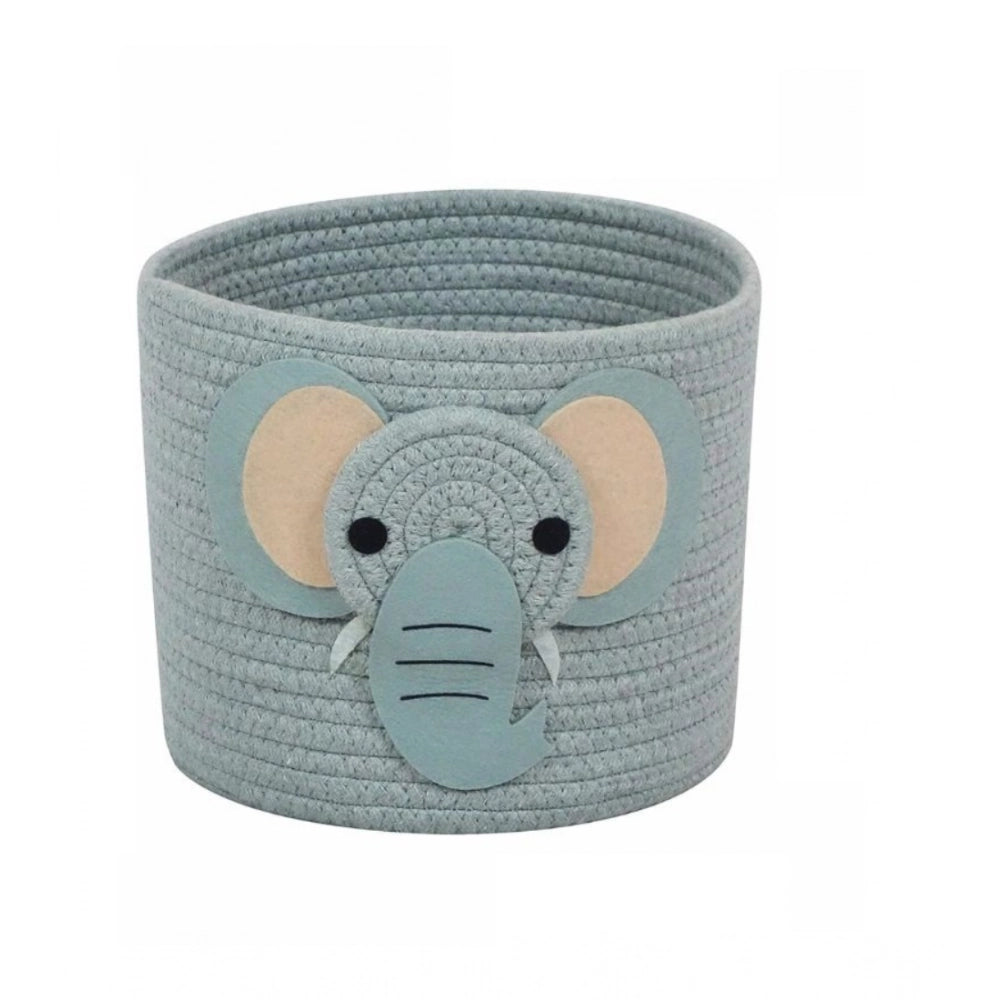 Cotton Elephant Basket 10x8 Inch Pack of 1 (Grey)