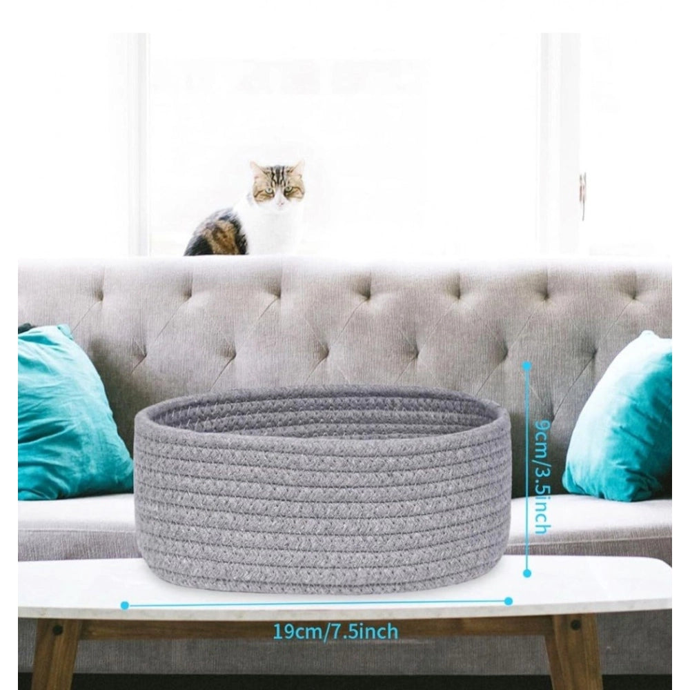 Cotton Storage Rope Woven Baskets Pack of 2 (Grey)
