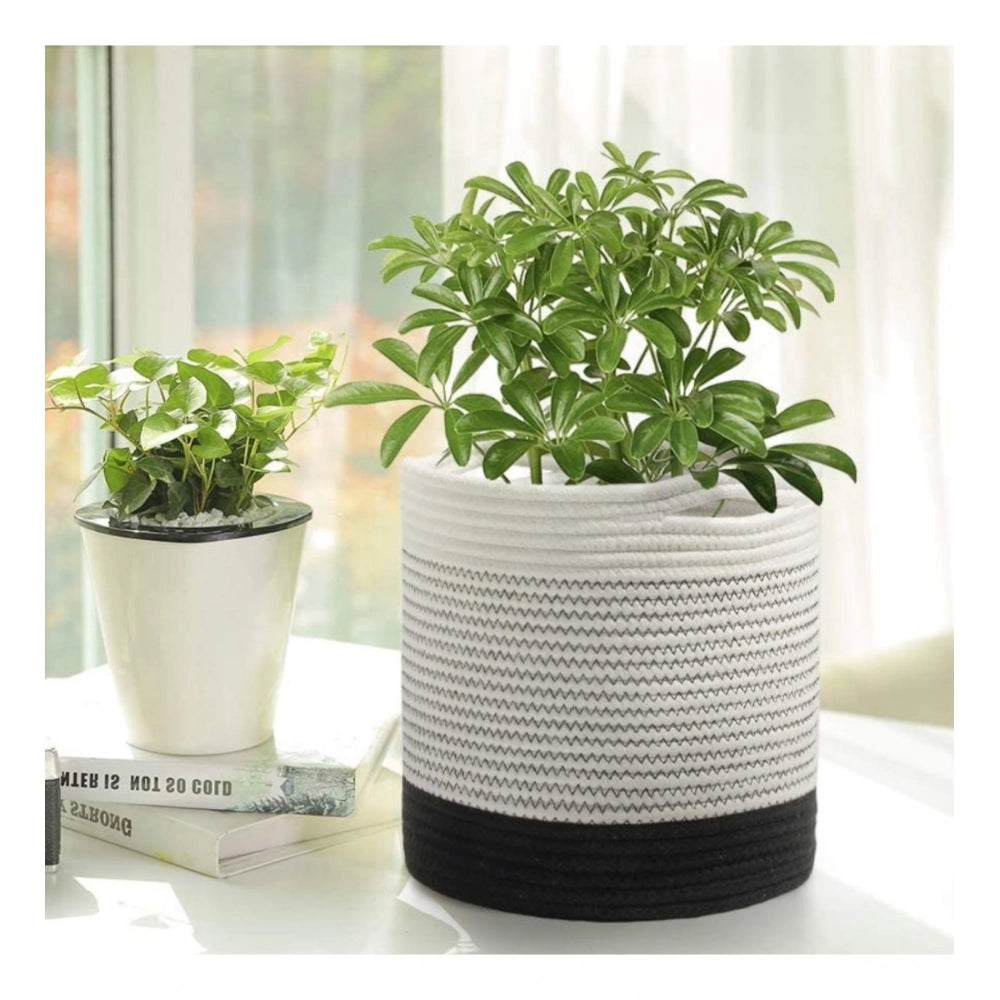 Cotton Large Woven Storage Basket 10x10 Inch Pack of 1 (White)