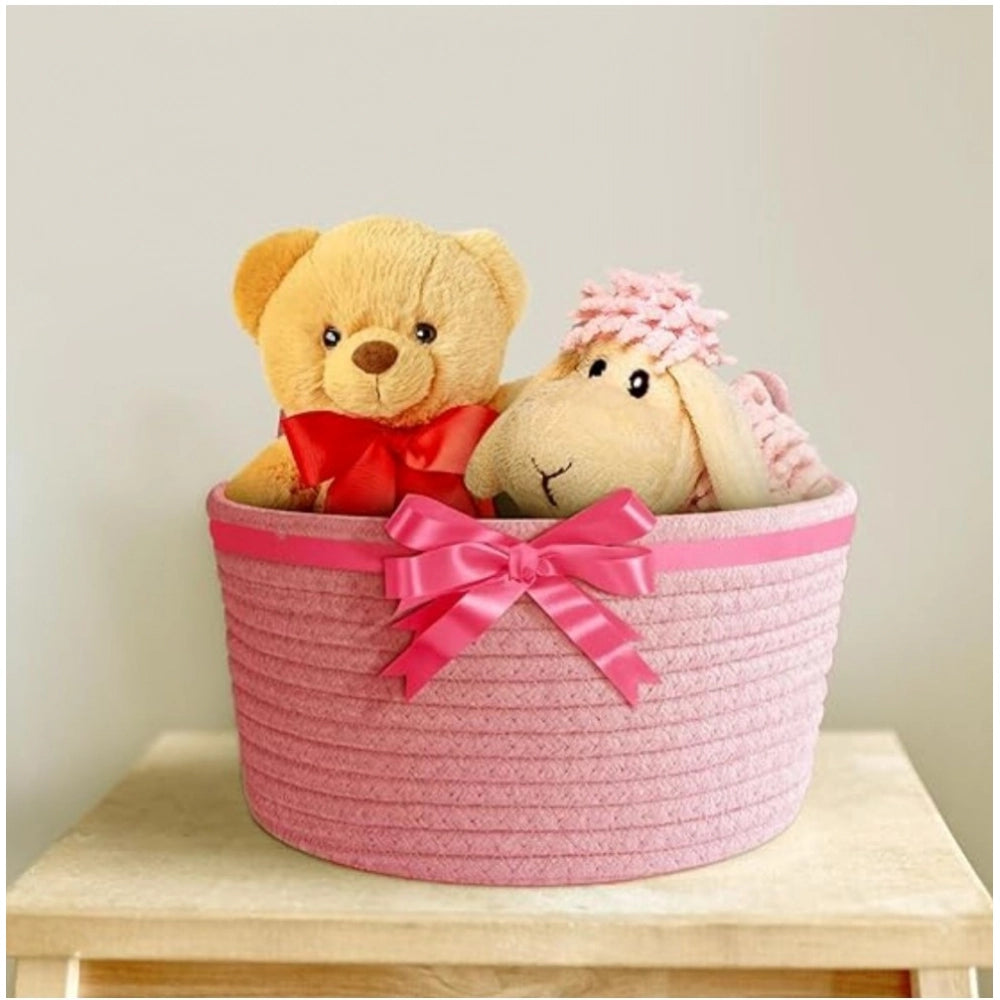 Cotton Plain Cat Basket 9x5 Inch Pack of 1 (Pink)