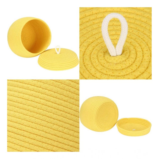 Cotton Bear Shaped Storage Matka Basket With Lid Pack of 1 (Yellow)