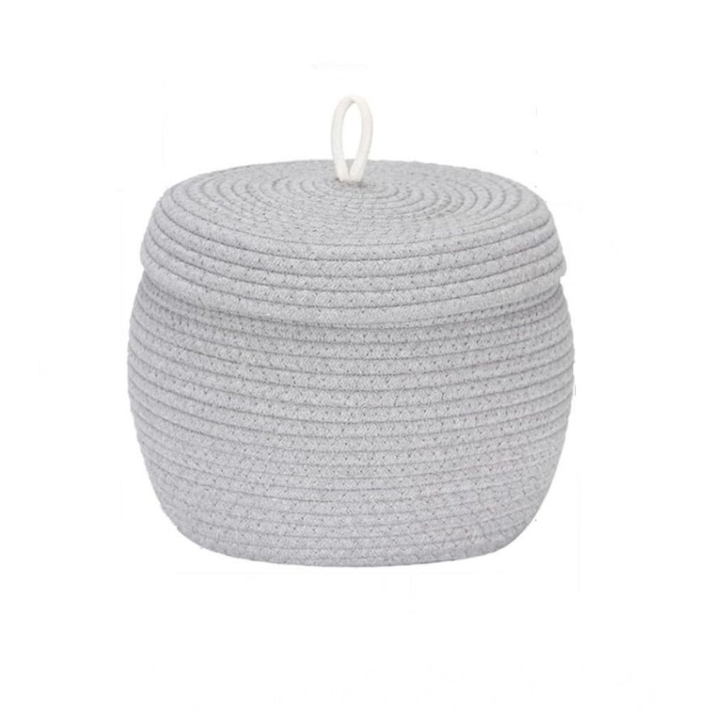 Cotton Bear Shaped Storage Matka Basket With Lid Pack of 1 (Grey)