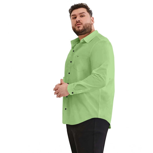 Generic Mens Casual Cotton Solid Full Sleeve Shirt (Pista)