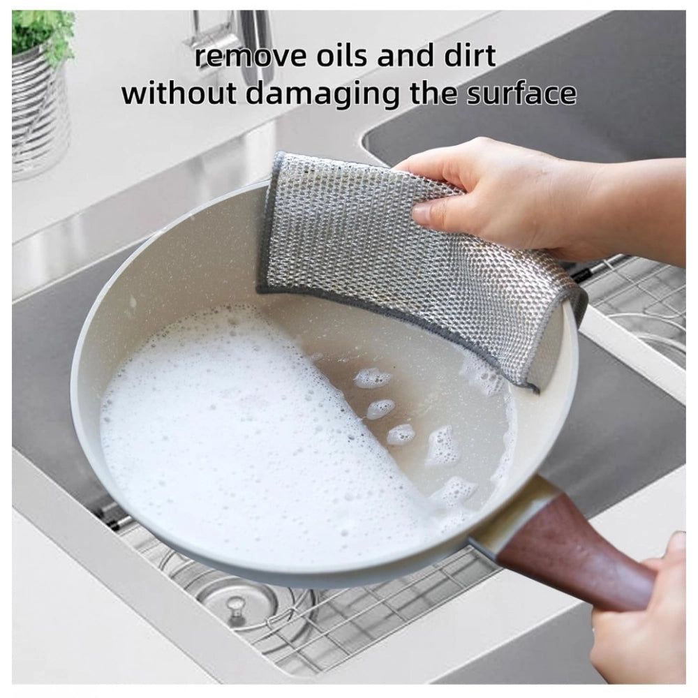 Polyester Two Layer Non Scratch Dish Wash Cloth Pack of 10 (Multicolor)
