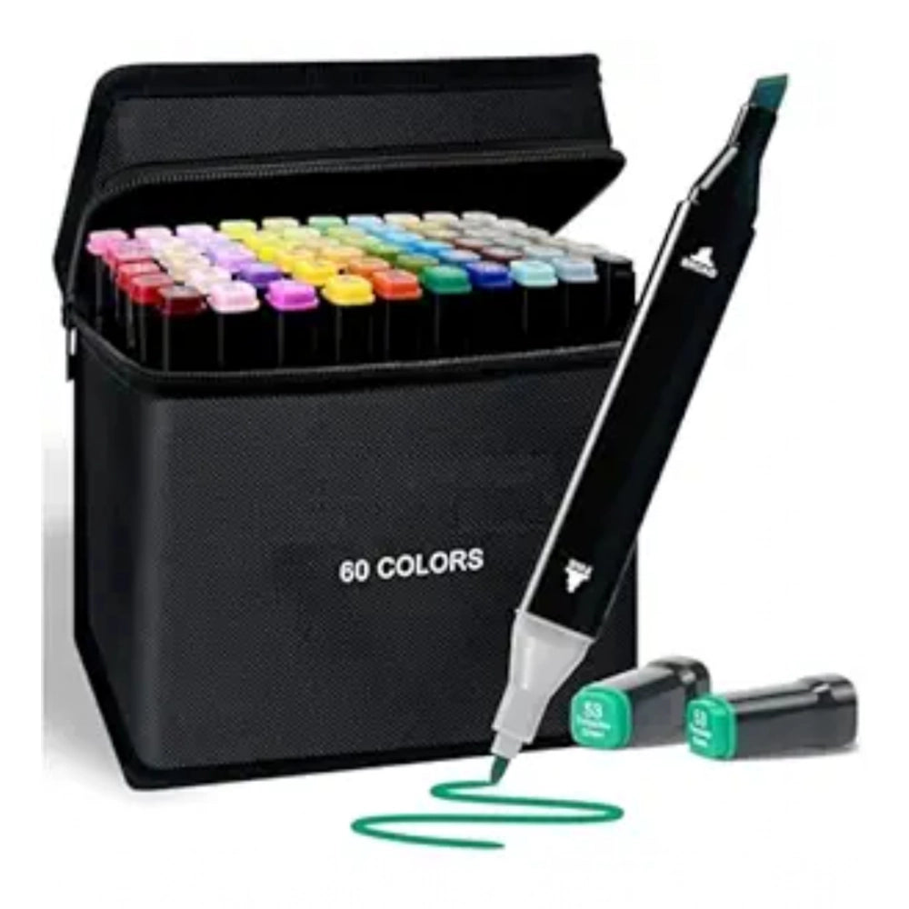 Plastic 60Pcs Colors Art Markers Sketch Pen Dual Tip Artist Art Marker (Multicolor )