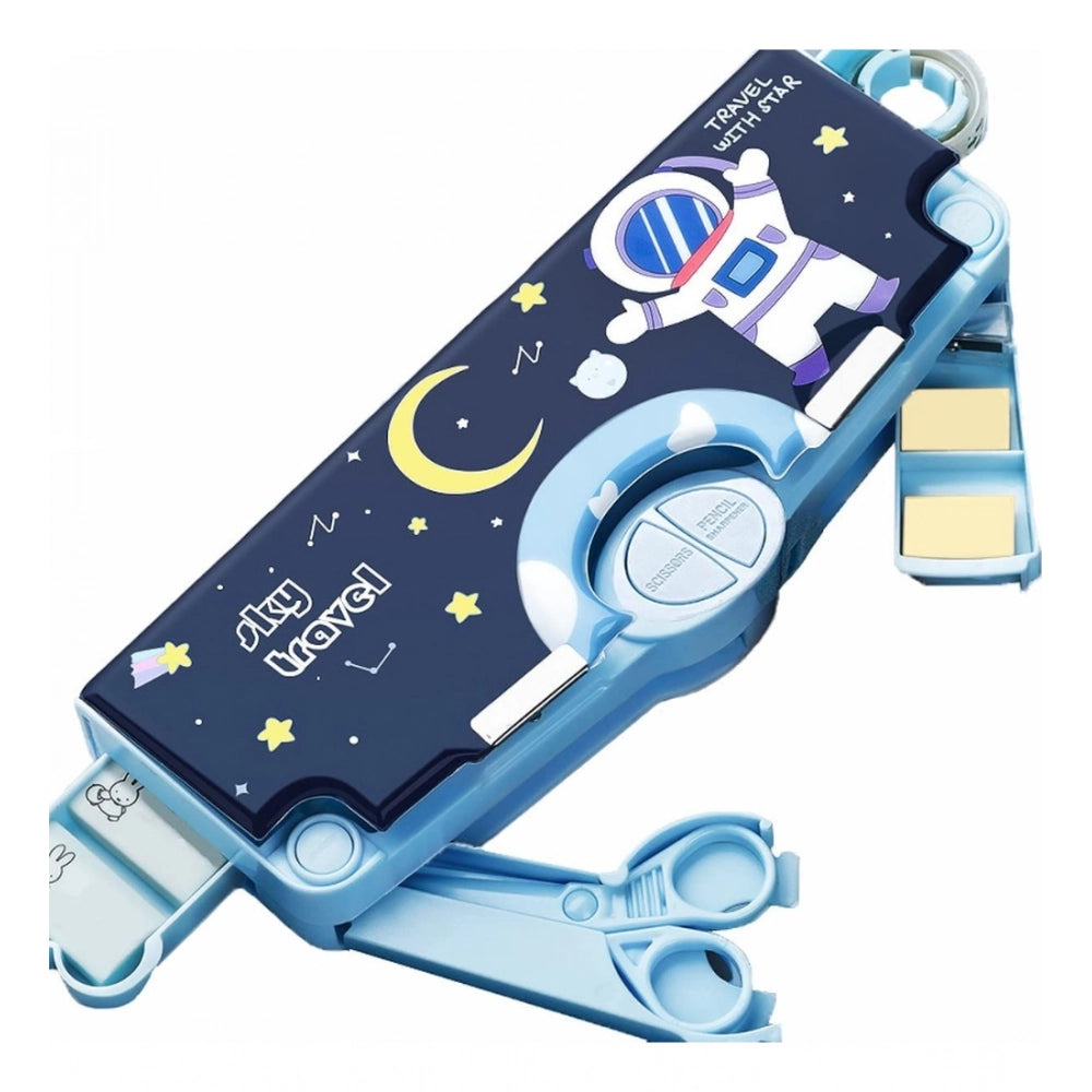 Plastic Magnetic Pencil Case With Sharpener Compass Box For Kids (Multicolor )