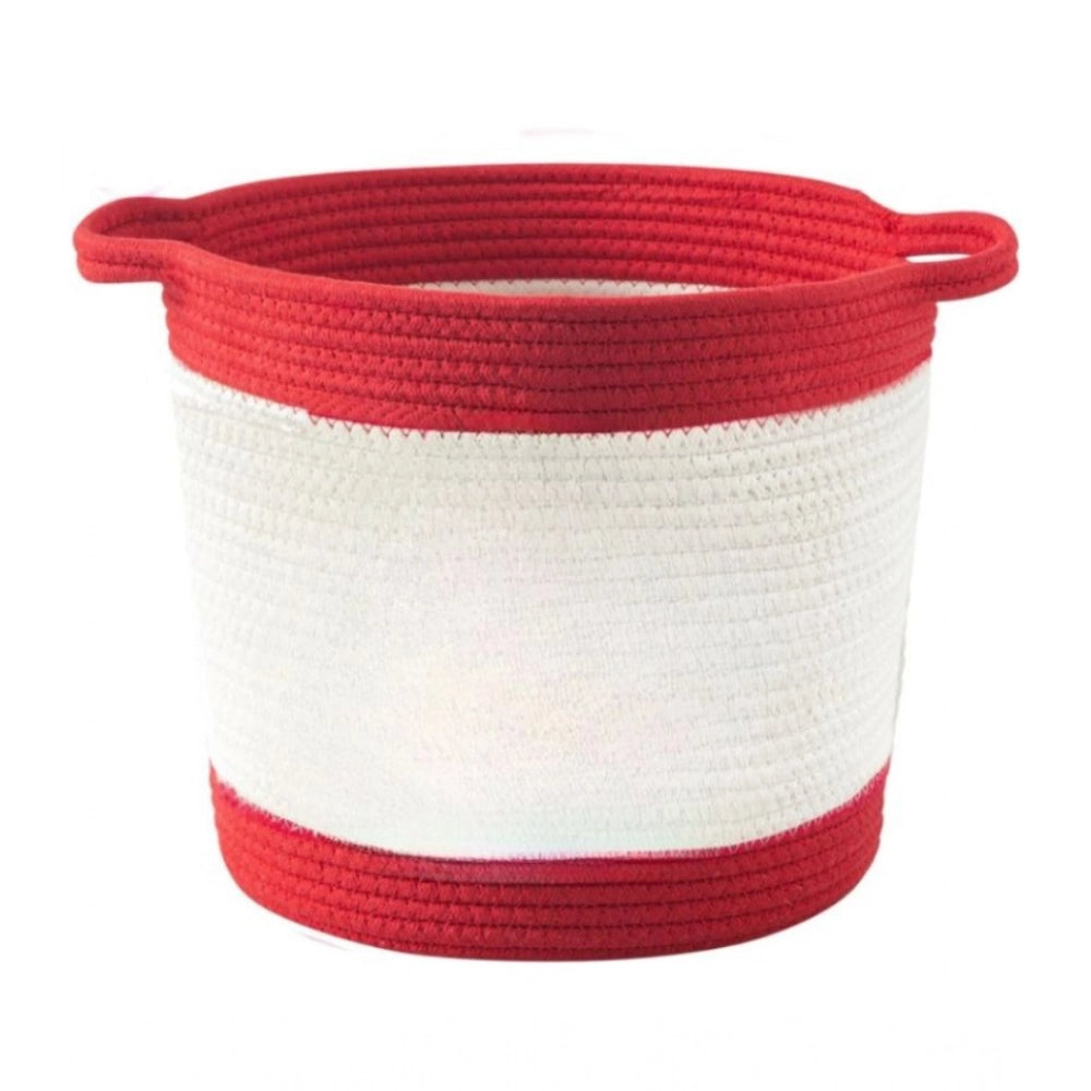 Cotton Basket Pack of 1 Storage Basket For Clothes (Red)